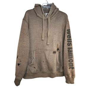 Wells Lamont Distressed Hoodie Men’s L Workwear Grunge Thrashed